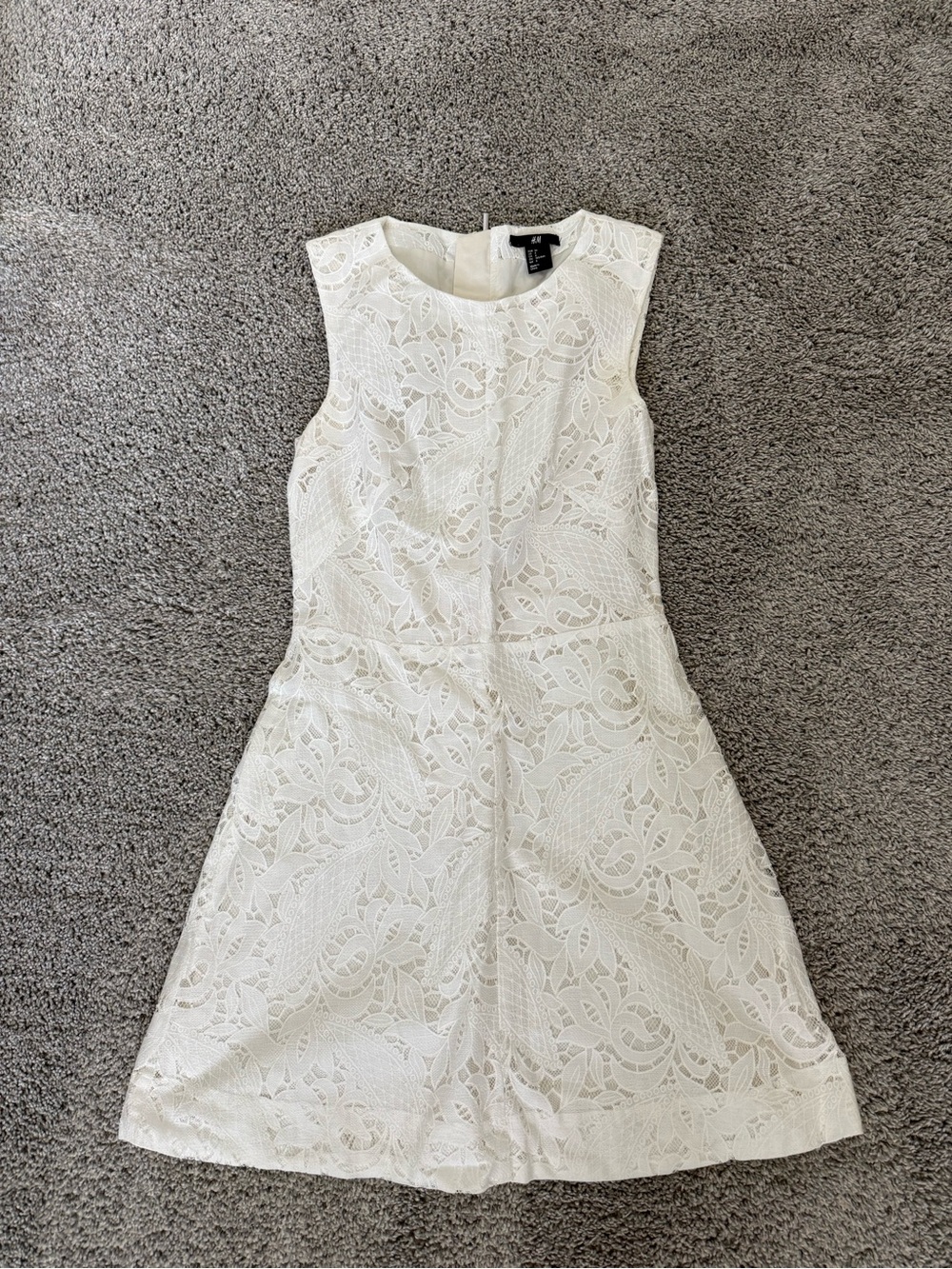 H&M White Lace A-Line Sleeveless Dress